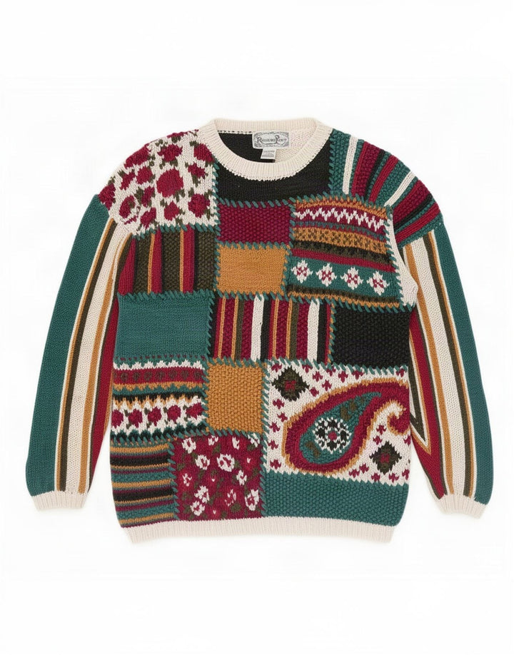 Suéter feminino Reference Point com gola redonda UK 16 grande multicolorido N