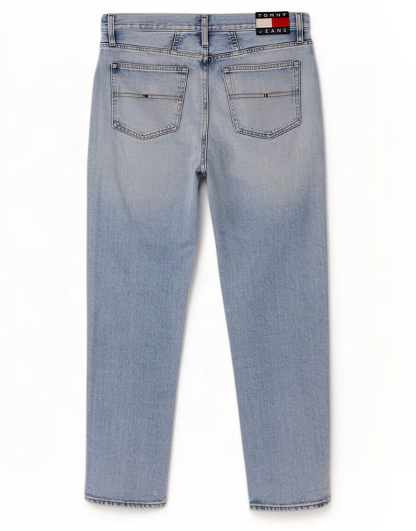 Tommy Hilfiger Calça jeans feminina cintura alta desgastada W30 L30 azul
