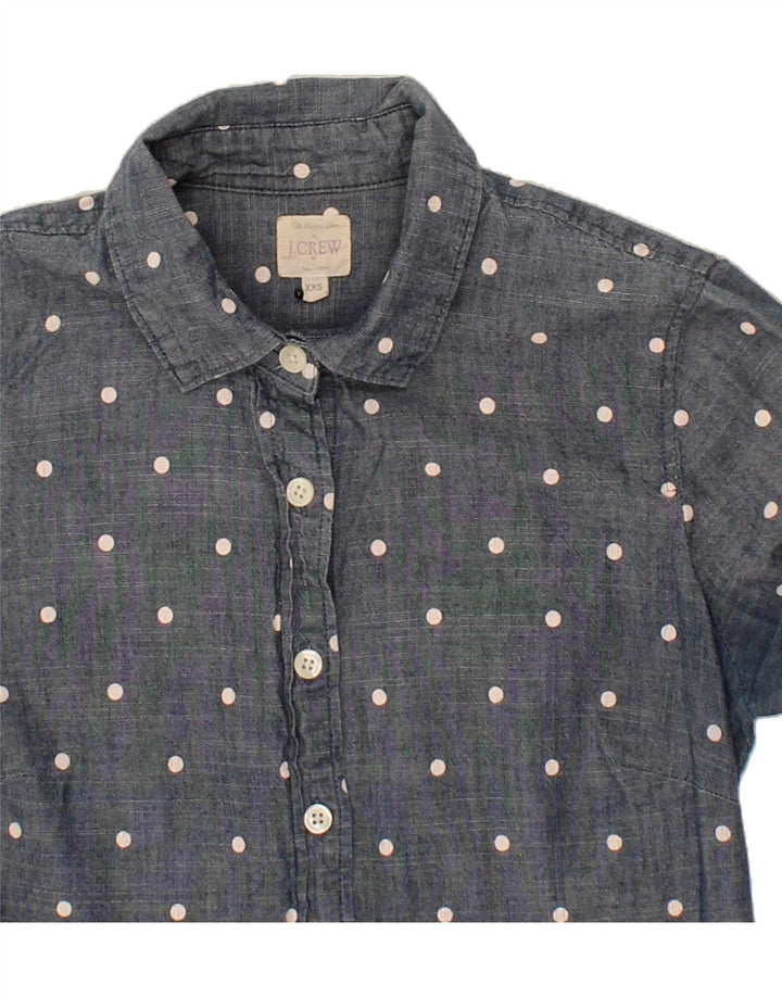 J. CREW Womens Shirt UK 2 2XS Navy Blue Polka Dot Cotton Vintage J. Crew and Second-Hand J. Crew from Messina Hembry 