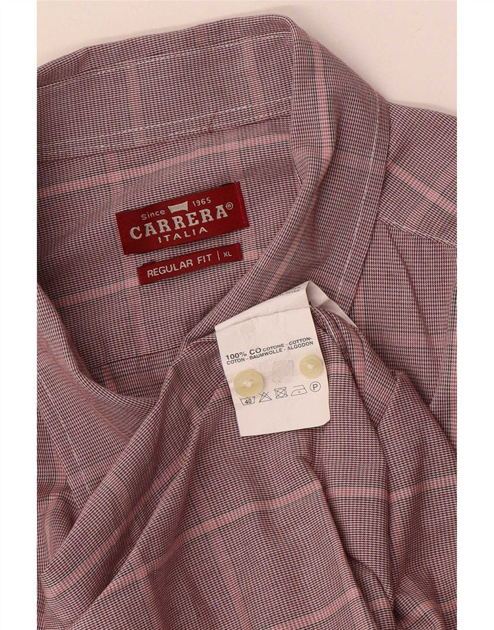 Camisa masculina Carrera Regular Fit XL algodão xadrez Borgonha