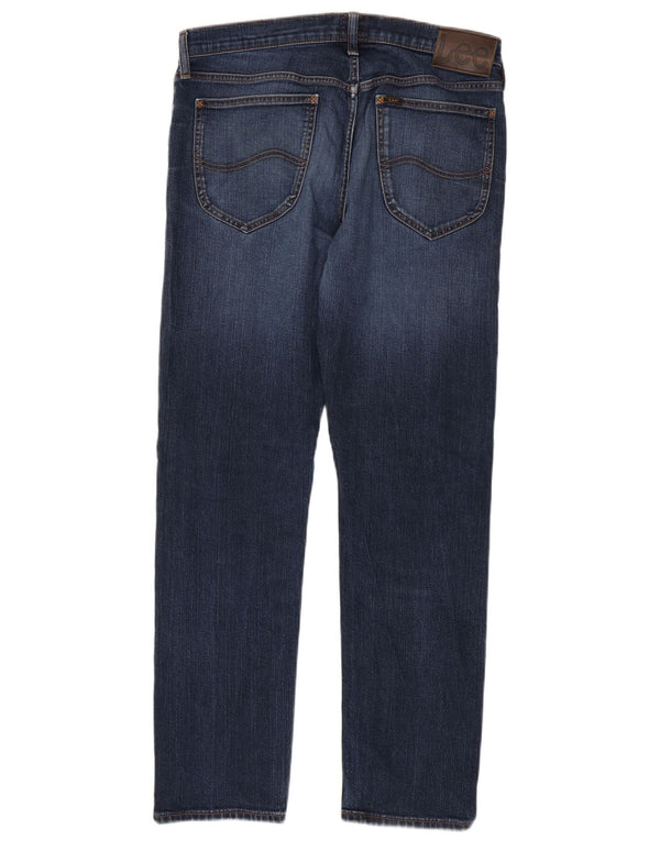 Lee Mens Daren Zip Fly Straight Jeans W33 L32 Azul Marinho Algodão