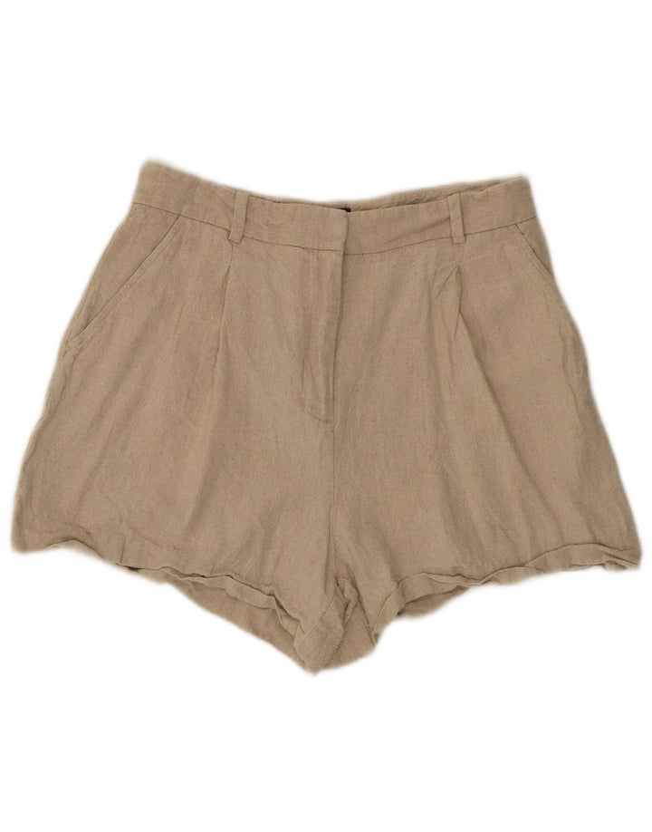 Zara Calça feminina cintura alta média W28 linho bege