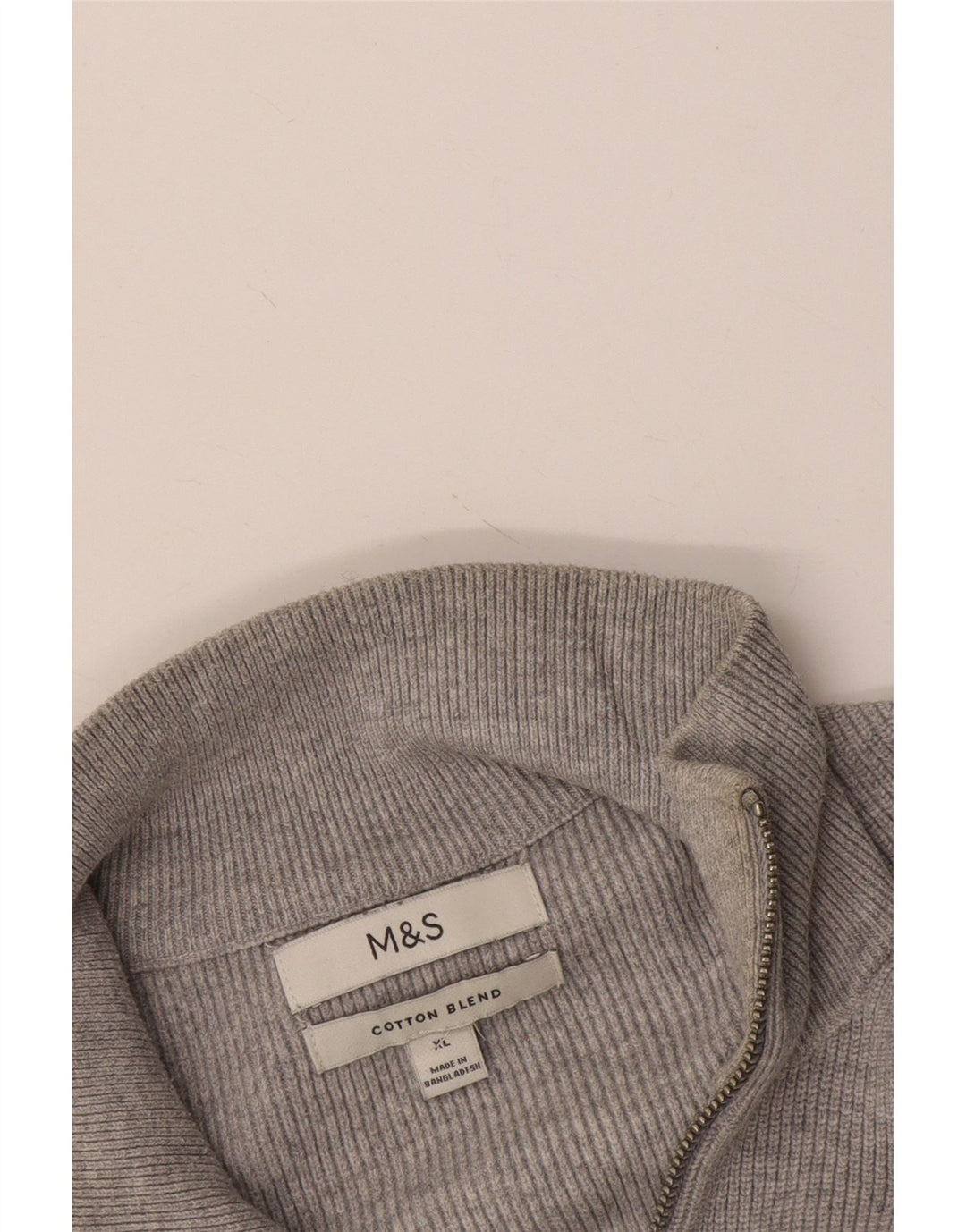 Suéter masculino Marks & Spencer com zíper e gola XL algodão cinza