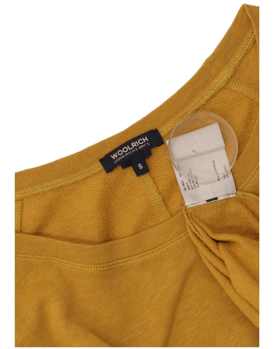 Woolrich feminino superdimensionado manga longa Reino Unido 10 algodão amarelo pequeno