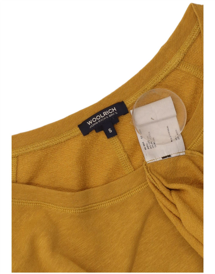 Woolrich feminino superdimensionado manga longa Reino Unido 10 algodão amarelo pequeno