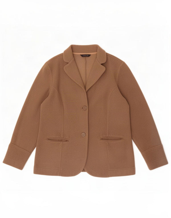 Jaqueta blazer feminina Lands End de lã com 2 botões Reino Unido 12 poliéster bege médio