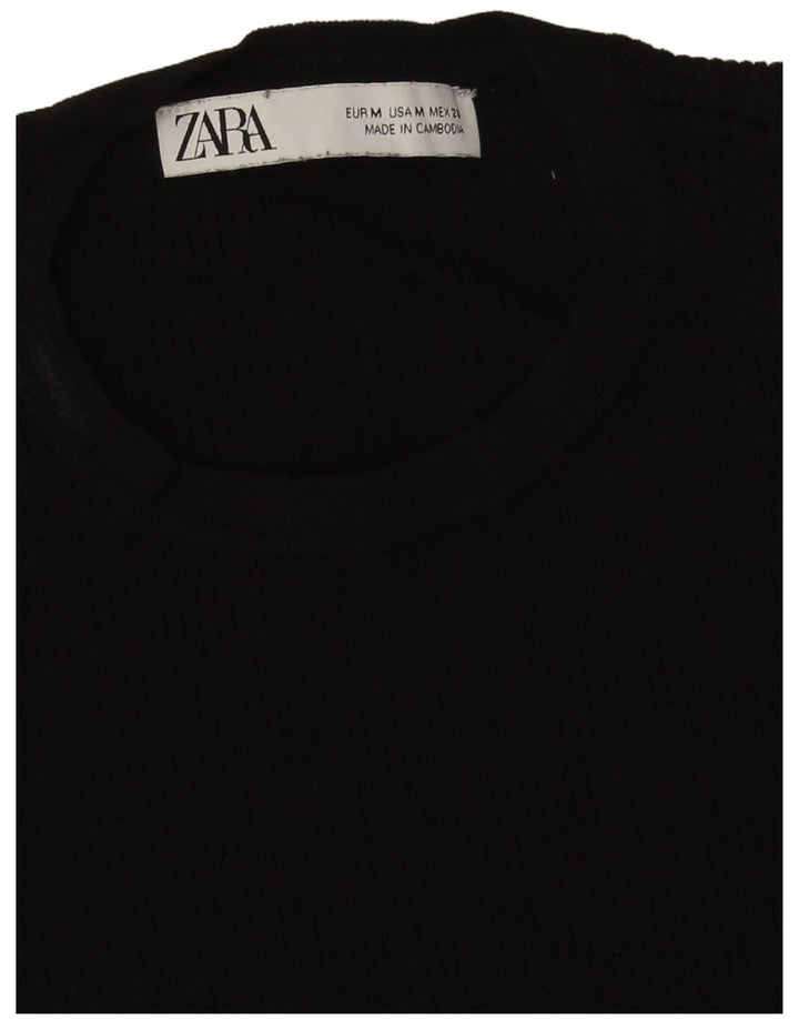 Zara Top feminino de um ombro Reino Unido 12 médio preto