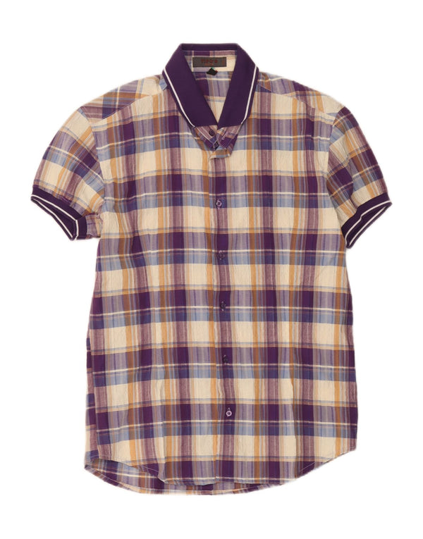 Tipo'S Camisa masculina slim de manga curta XL algodão xadrez multicolorido