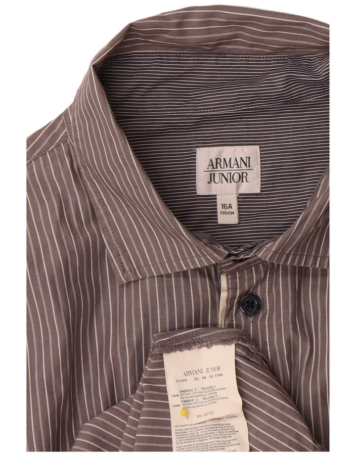 Camisa Armani Junior Menino 15-16 Anos Cinza Risca de Giz Algodão