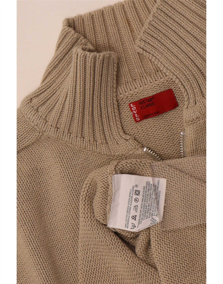 Suéter cardigã masculino com zíper completo Levi's XL algodão bege