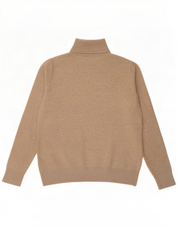 Suéter feminino Marks & Spencer com gola redonda Reino Unido 10 pequeno poliéster bege