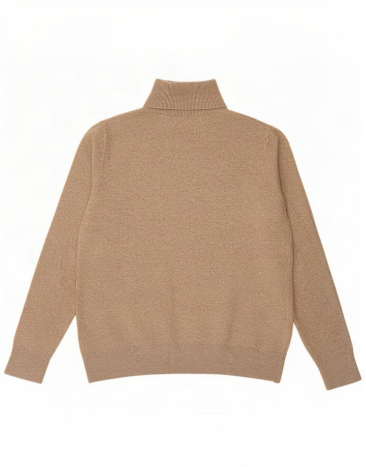 Suéter feminino Marks & Spencer com gola redonda Reino Unido 10 pequeno poliéster bege