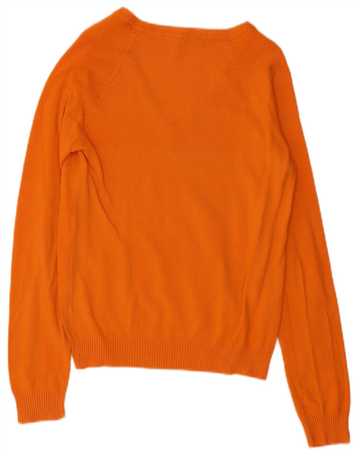 Suéter feminino Zara com decote em V Reino Unido 12 algodão laranja médio