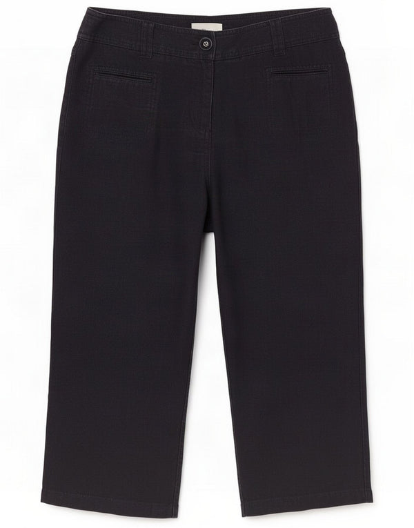 Marks & Spencer Womens Per Una Capri Calças UK 12 Médio W30 L21 Preto