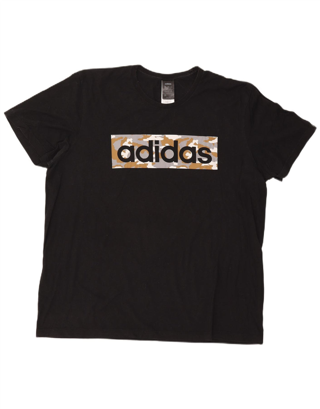 ADIDAS Mens Graphic T-Shirt Top 2XL Algodão Preto
