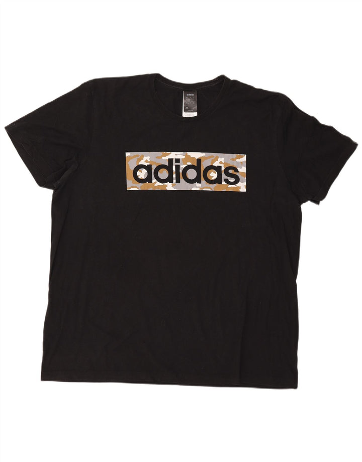 ADIDAS Mens Graphic T-Shirt Top 2XL Algodão Preto