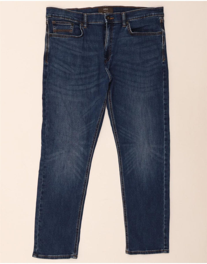 Marks & Spencer Mens Slim Jeans W36 L29 Azul Algodão