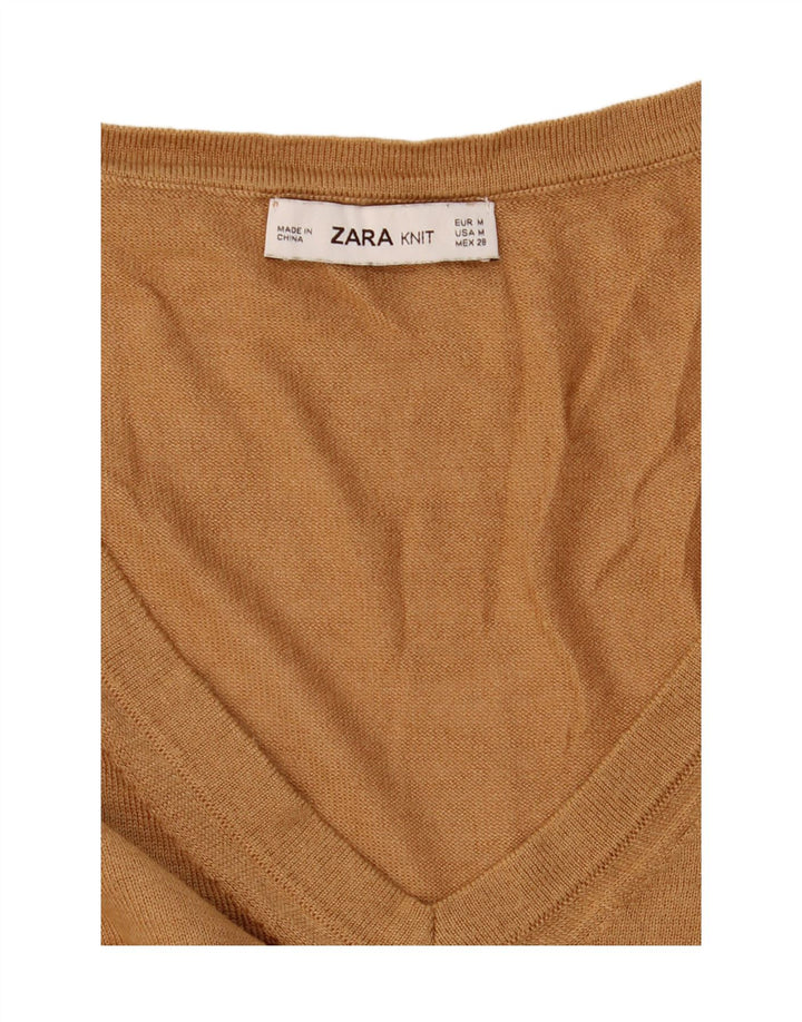 Zara Suéter feminino oversized com decote em V Reino Unido 14 médio marrom