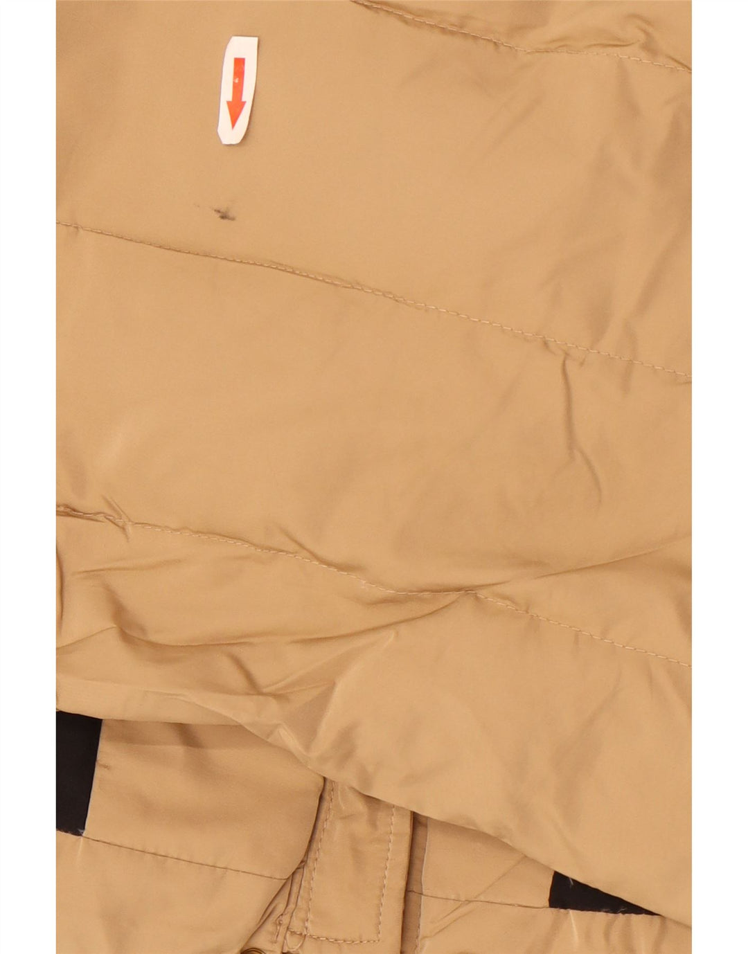 Casaco acolchoado com capuz feminino Zara UK 14 poliéster bege médio