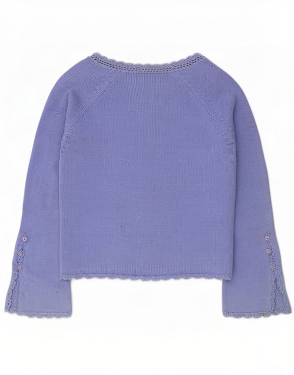 Top feminino Marks & Spencer manga comprida Reino Unido 16 grande algodão azul