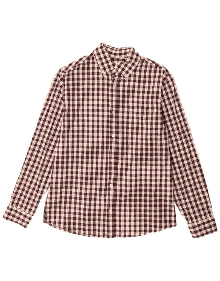 Camisa masculina Jack & Jones média de algodão gingham cor de vinho