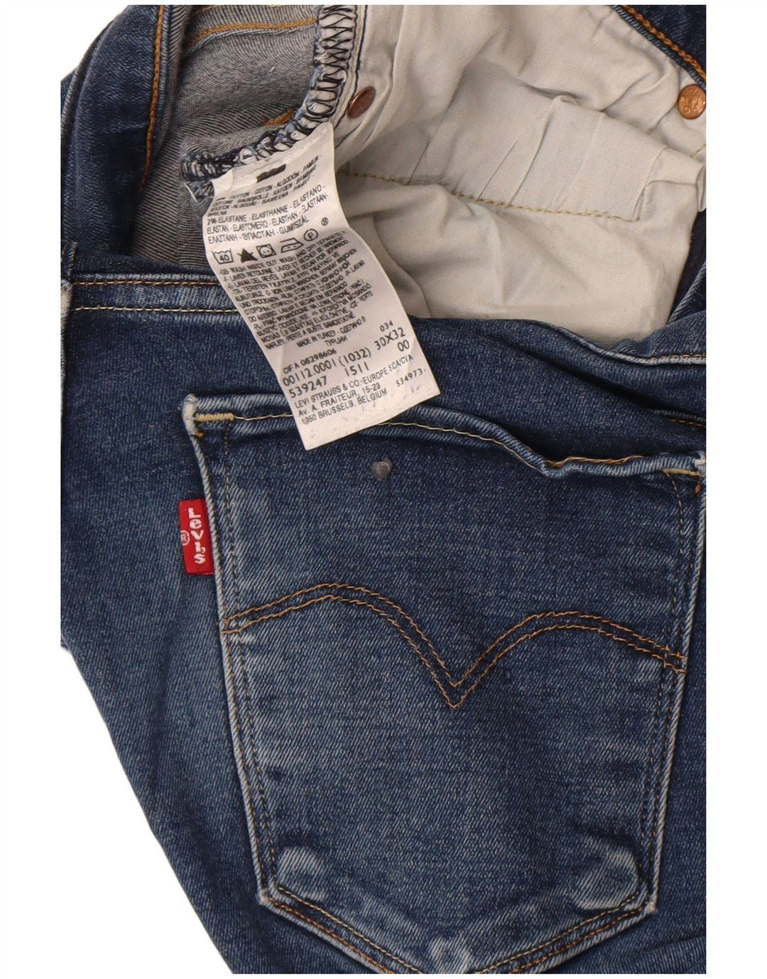 Jeans skinny feminino Levi's W30 L32 algodão azul