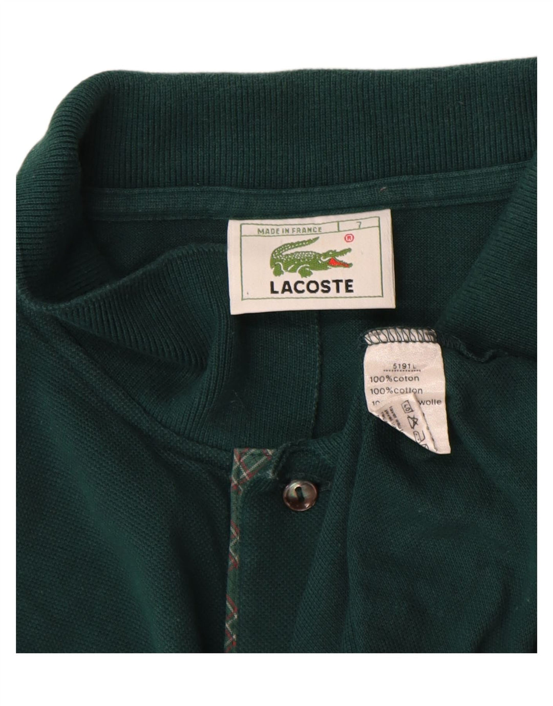 Camisa polo masculina Lacoste tamanho 7 2XL algodão verde