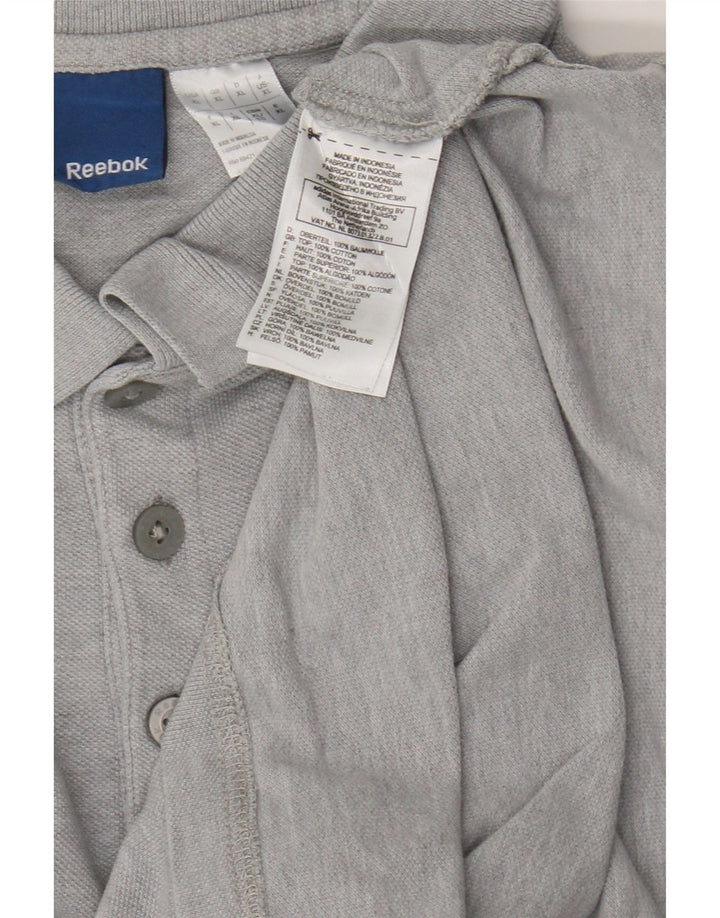 Camisa polo masculina Reebok XL cinza manchado de algodão