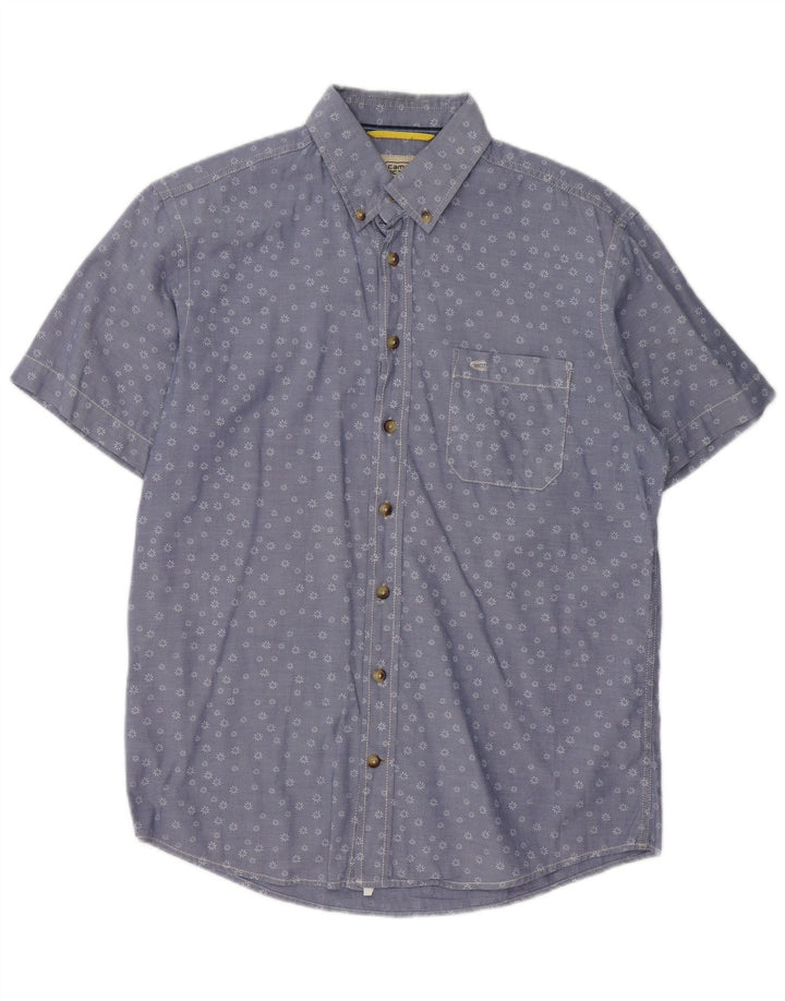 Camisa masculina de manga curta Camel Active azul médio floral algodão