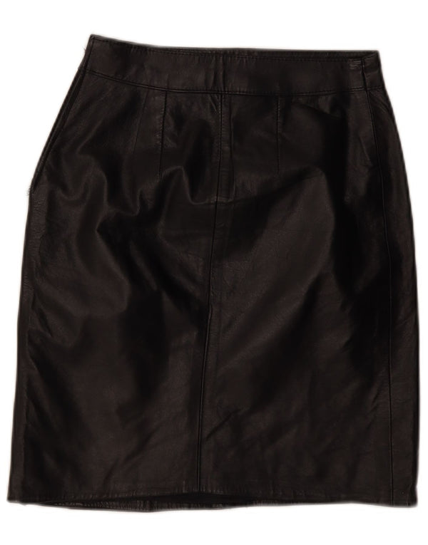 Saia de couro feminina vintage W24 XS preta