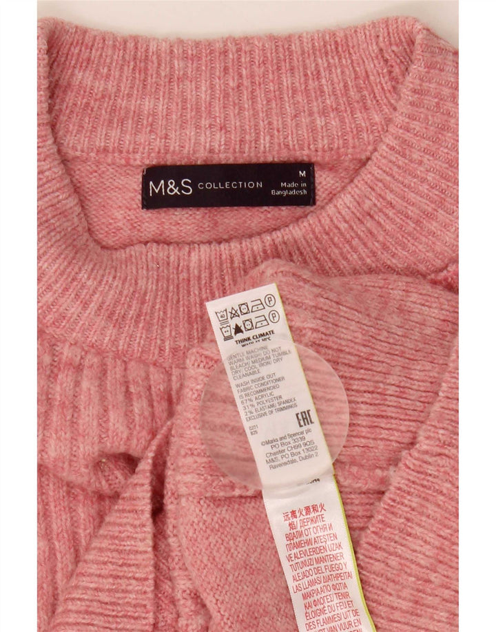 Suéter feminino Marks & Spencer com gola redonda Reino Unido 14 acrílico rosa médio