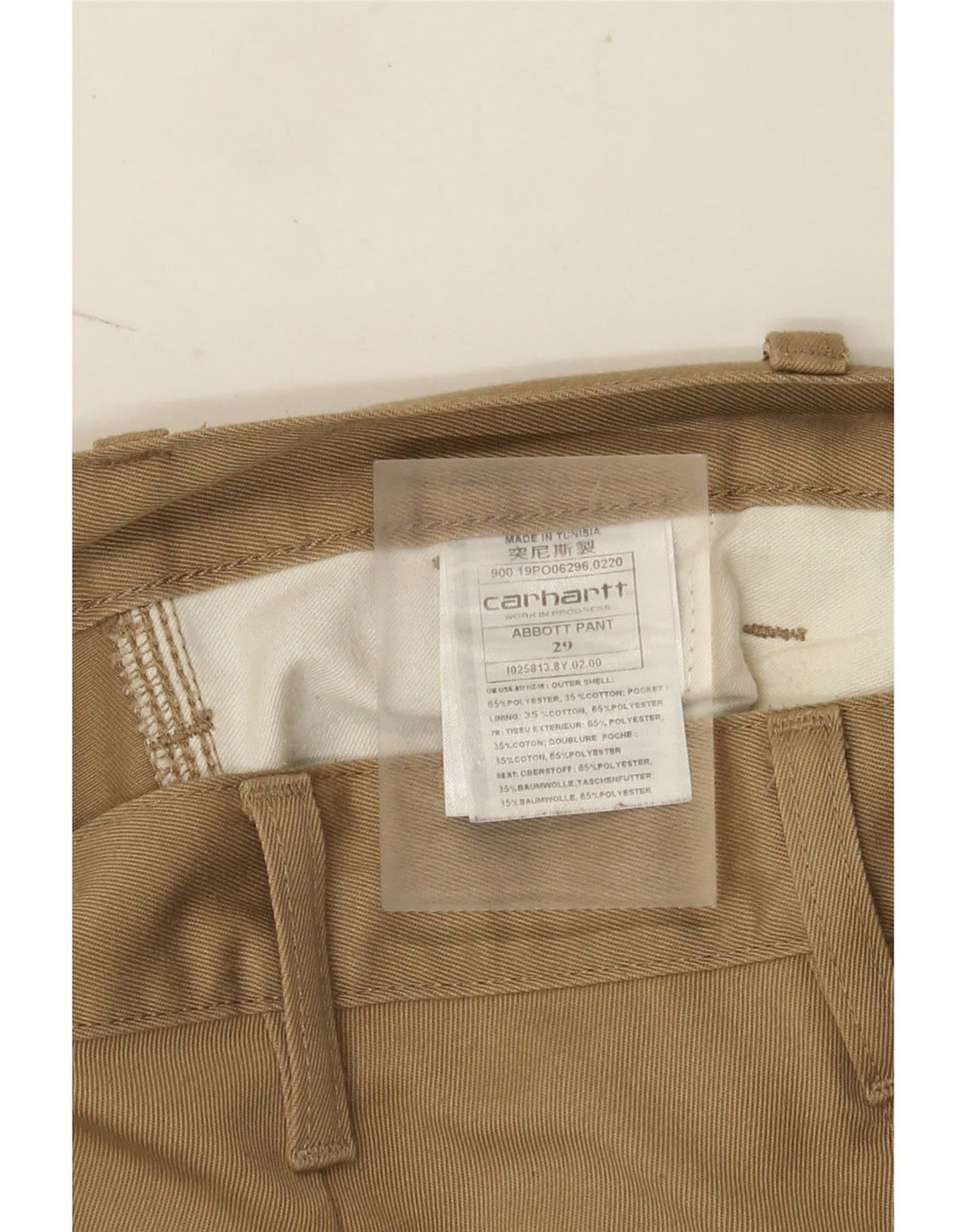 Carhartt Mens Wip Pegged Calças Cropped W29 L24 Poliéster Bege