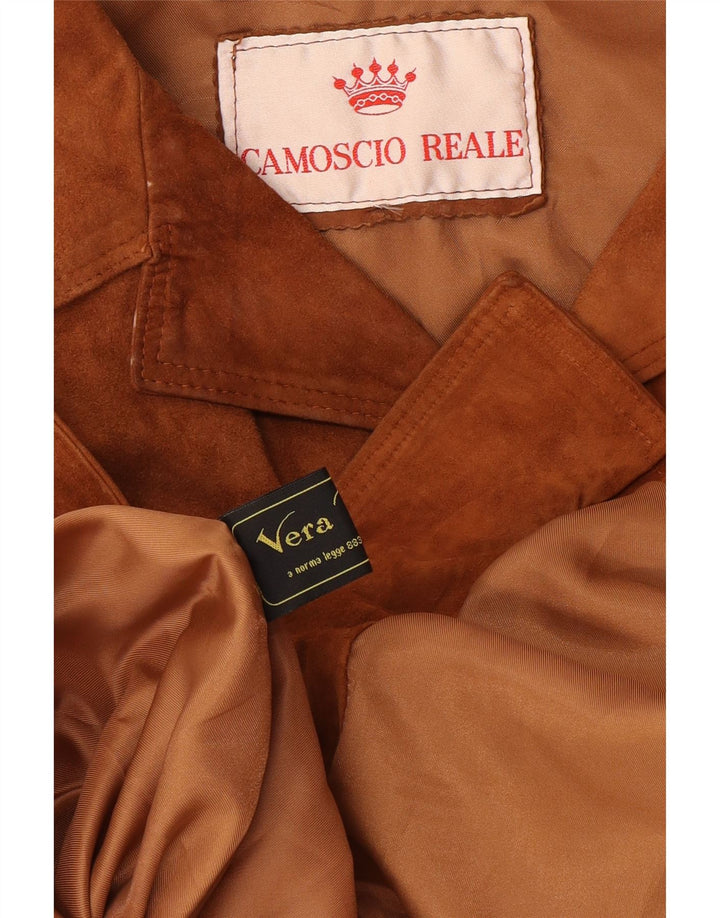 Vintage Mens UK 38 Couro Bege Médio