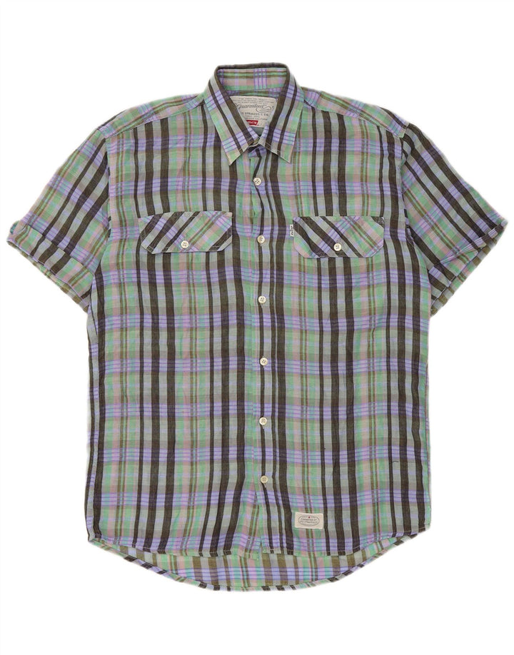 Camisa masculina de manga curta Levi's grande xadrez verde