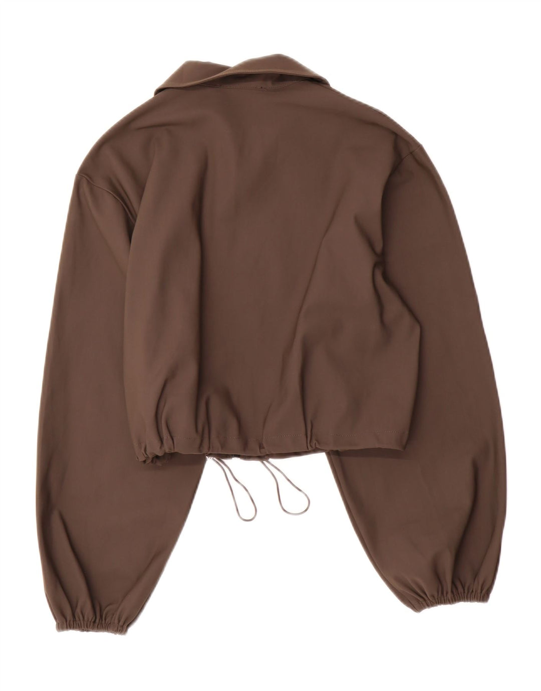 Zara Womens Crop Bomber Jacket UK 10 Pequeno Marrom Poliamida