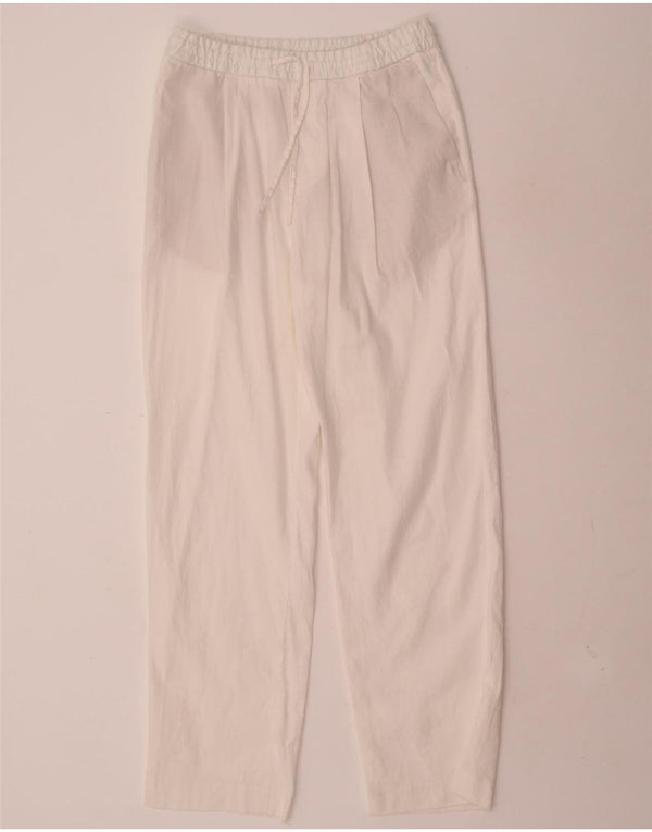Calça Chino Masculina ZARA Pegged Pequena W30 L27 Linho Branco