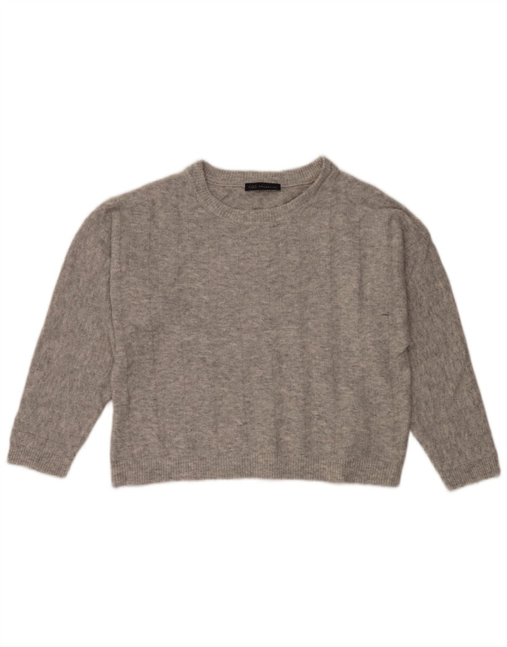 Suéter feminino Marks & Spencer com gola redonda e gola redonda Reino Unido 12 cinza médio
