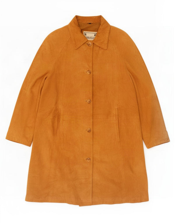 Sobretudo feminino vintage de camurça grande IT 42 couro bege médio