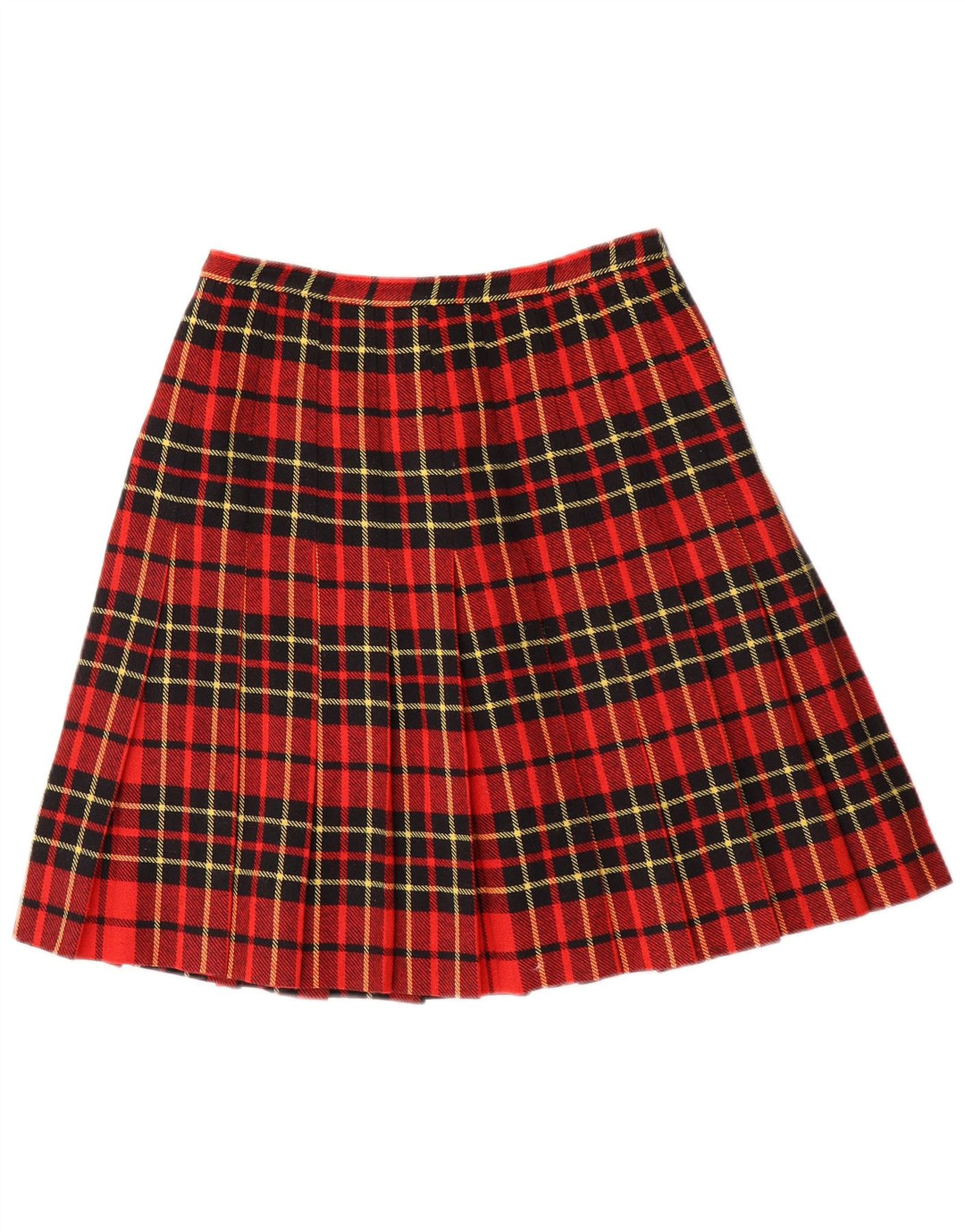 Saia plissada feminina vintage W26 pequena xadrez vermelha