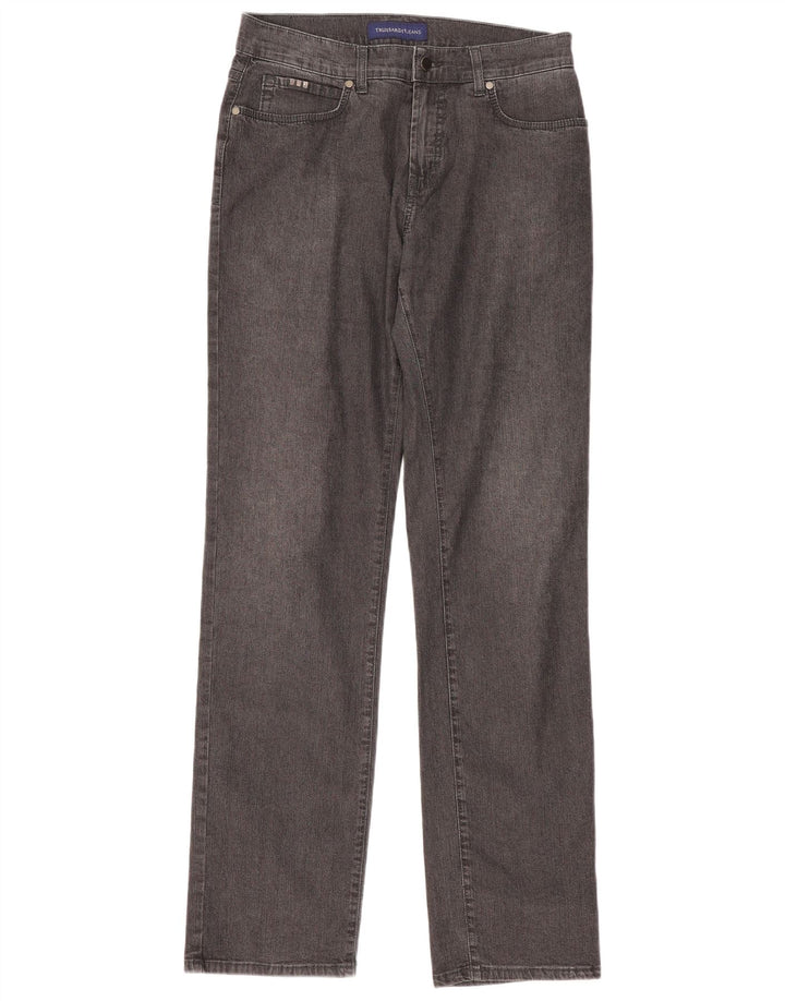 Jeans retos femininos Trussardi W33 L33 algodão cinza