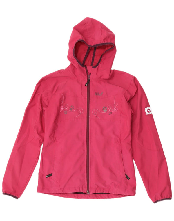 Jaqueta de chuva com capuz gráfico Jack Wolfskin para meninas 15-16 anos rosa floral