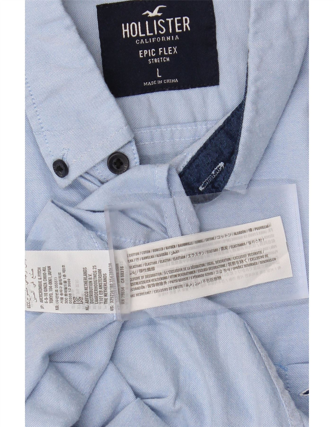 Camisa masculina HOLLISTER grande algodão azul