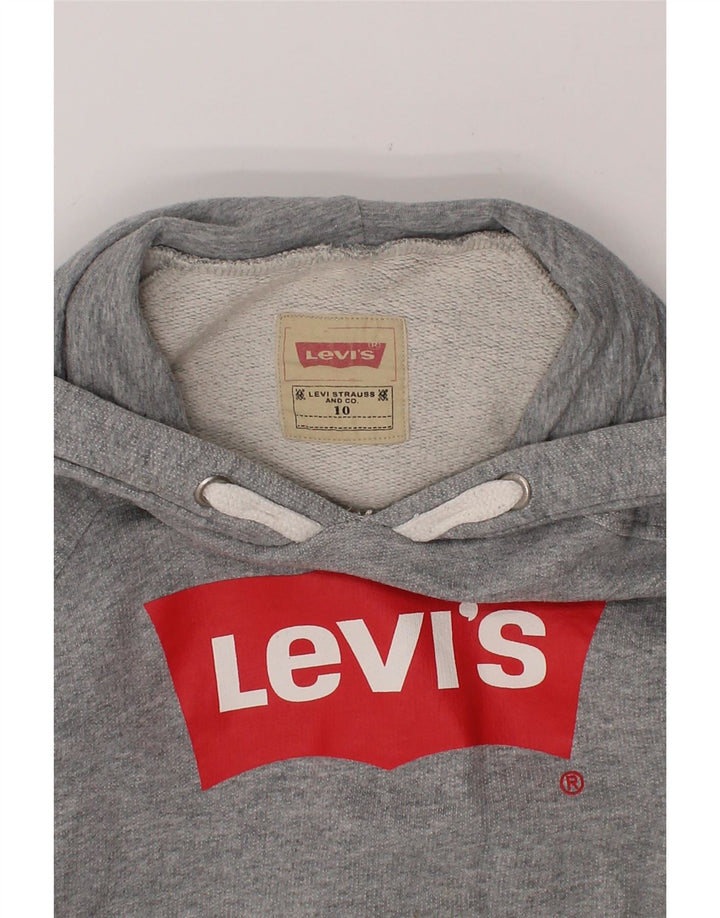 LEVI'S Boys Loose Fit Graphic Hoodie Jumper 9-10 Years Grey Cotton Vintage Levi's and Second-Hand Levi's from Messina Hembry 