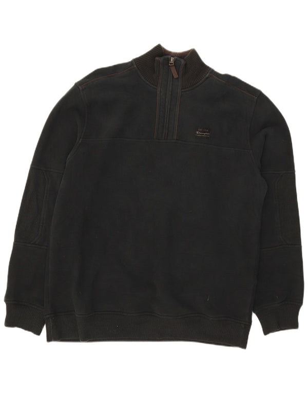 Moletom masculino Champion com zíper e gola XL em algodão preto