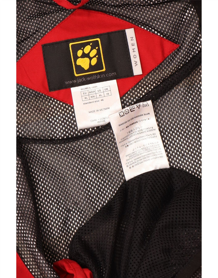 Jaqueta de chuva feminina JACK WOLFSKIN UK 18 XL vermelho colorblock