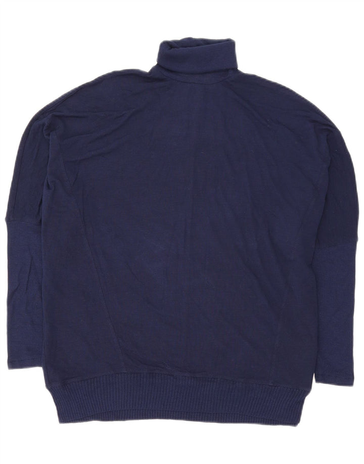 Suéter feminino Zara com gola alta e gola alta Reino Unido 10 pequeno azul marinho