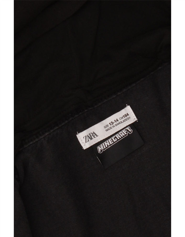 Jaqueta jeans com capuz gráfico Zara Boys 13-14 anos preta