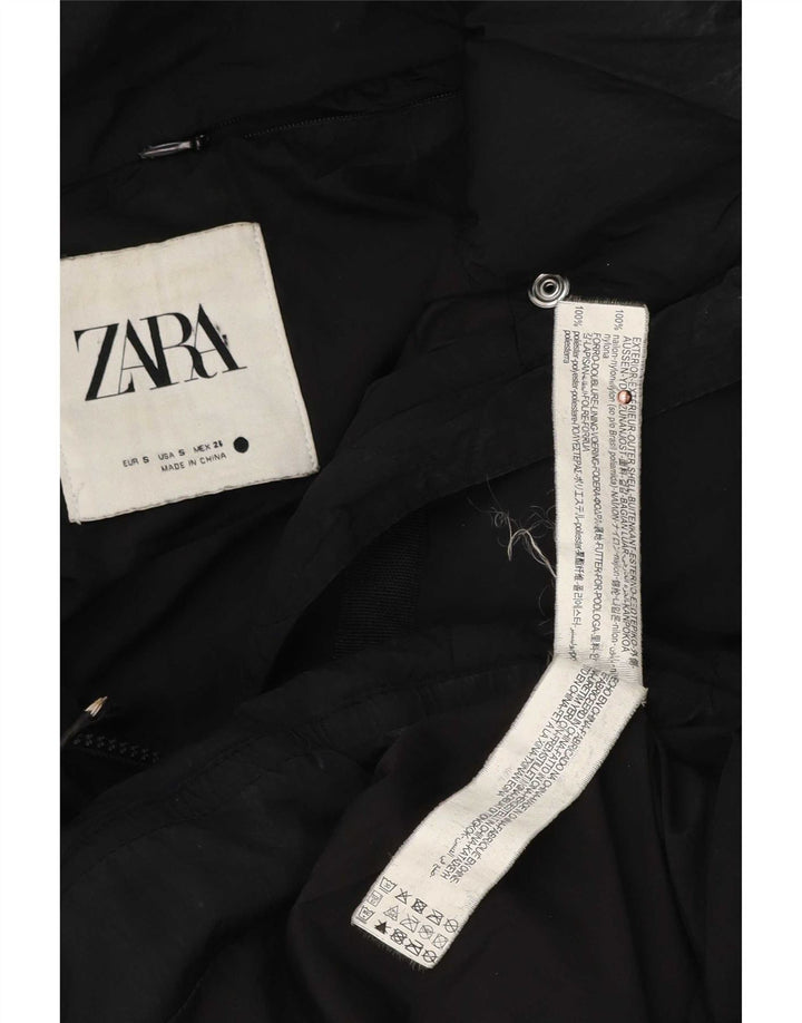 Jaqueta acolchoada superdimensionada feminina Zara UK 10 poliéster preto pequeno