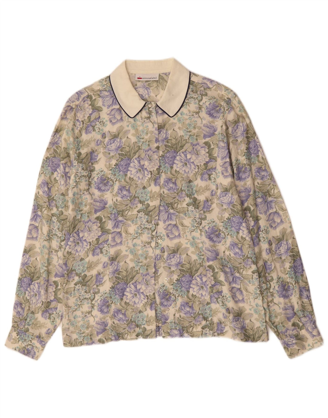 Blusa feminina EMMANUEL SCHVILI UK 16 grande bege floral