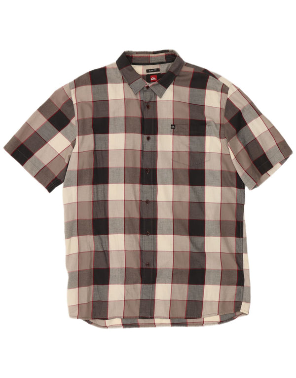 Camisa masculina Quiksilver de manga curta slim fit XL algodão xadrez multicolorido